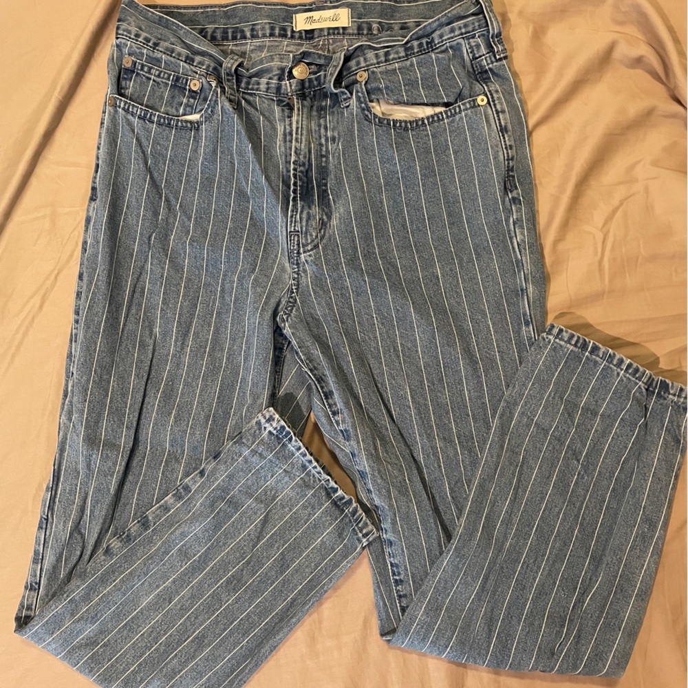 Madewell The Perfect Vintage Crop Jean pinstripes
